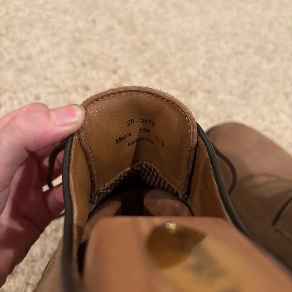 Johnston & Murphy Men's Size 11 Sheepskin Plain Toe Suede Oxford Tan Brown Shoes